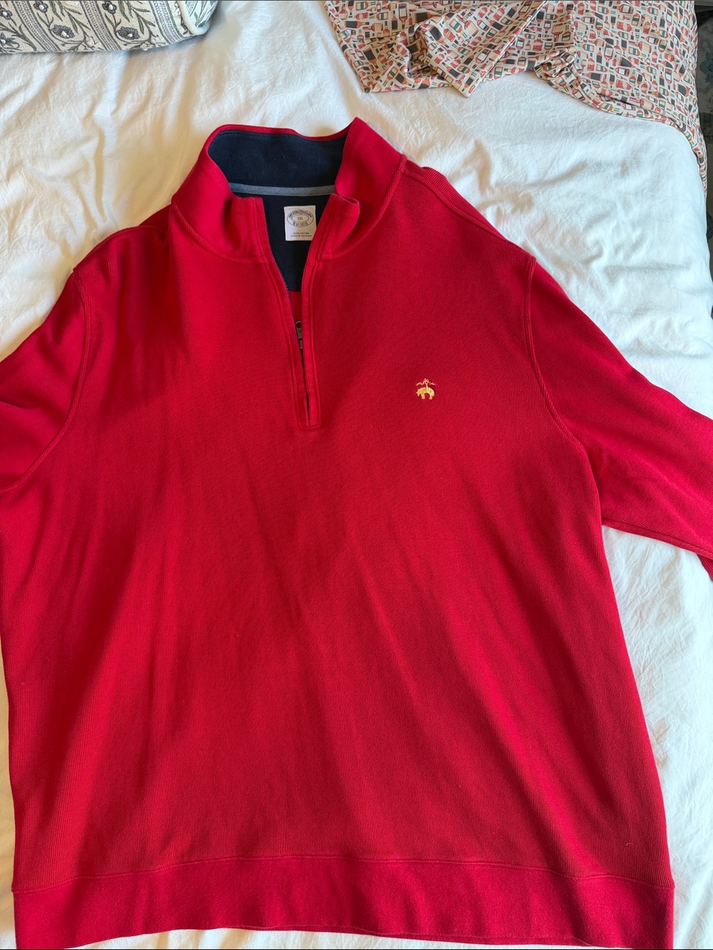 Brooks Brothers Quarter-Zip Long Sleeve Polo in Red